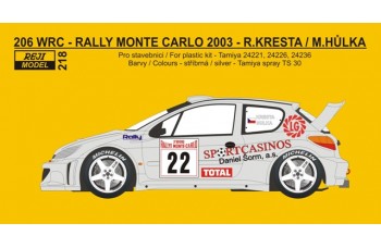 Decal – Peugeot 206 WRC „BOZIAN“ - Rally Monte Carlo 2003 - Kresta